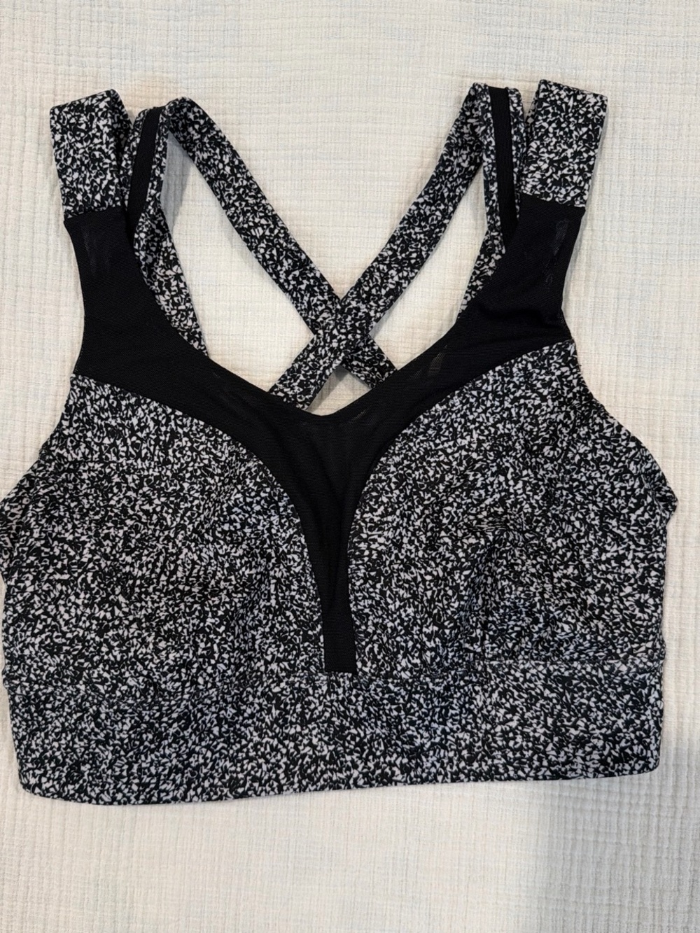 lululemon athletica Black & White Speckle Crossback Sports Bra
